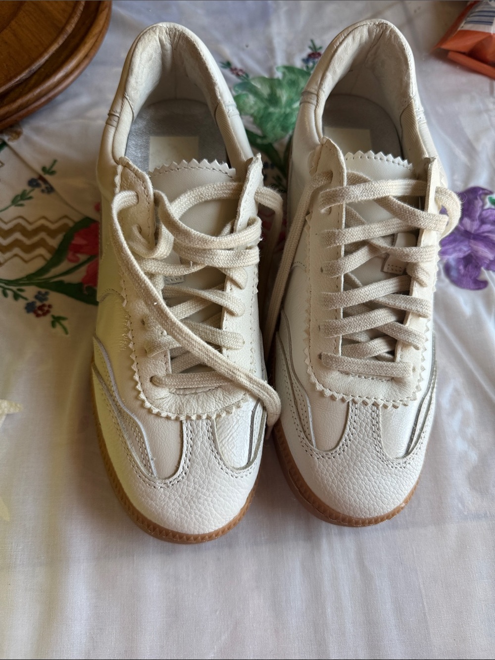 Dolce Vita Cream and Tan Lace-Up Athletic Sneakers